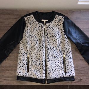 Faux Leather and Fur Jacket
